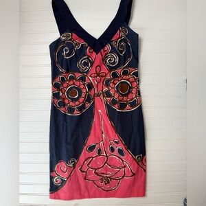 TRINA TURK Sun Dress Navy Blue Pink Size 6 
1336